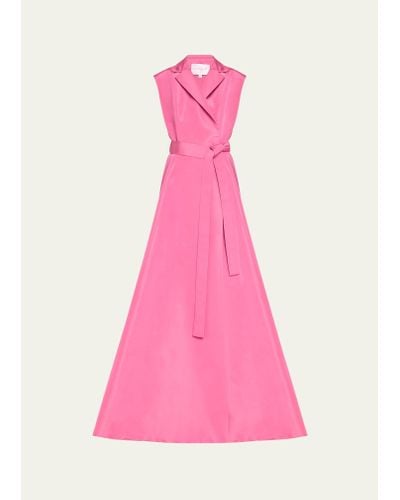 Carolina Herrera Sleeveless Trench Gown With Pockets - Pink