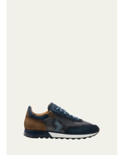 Magnanni Leather Aero Runner Sneakers - Blue