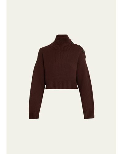 Yves Salomon Wool Cashmere Turtleneck Sweater - Red