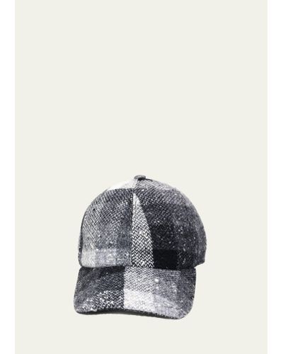 Grevi Wool-cotton Check Baseball Cap - Gray