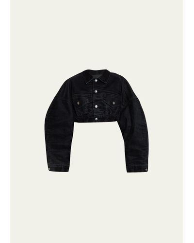 Marc Jacobs Flocked Denim Cropped Ball Jacket - Black