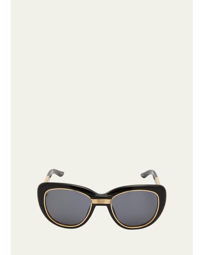 Casablanca Golden Rim Acetate & Nylon Cat-eye Sunglasses - Natural