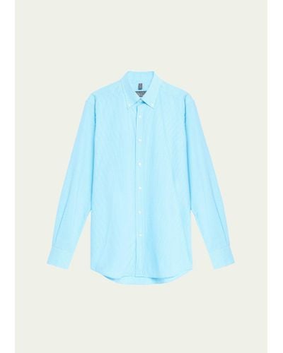 Bergdorf Goodman Cotton Gingham Check Sport Shirt - Blue