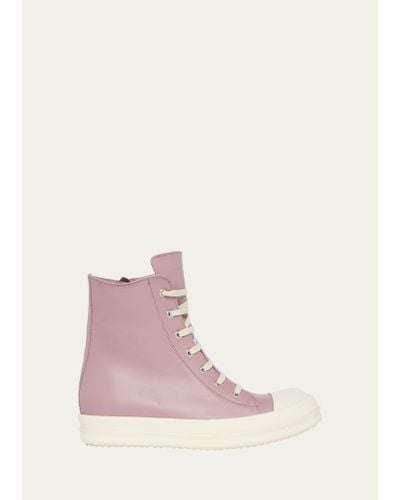 Rick Owens Scarpe Leather High-top Sneakers - Pink