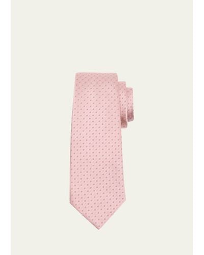 Giorgio Armani Silk Jacquard Polka Dot Tie - Pink