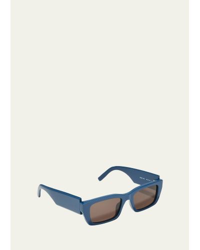 Palm Angels Rectangle Asymmetric-logo Sunglasses - Blue