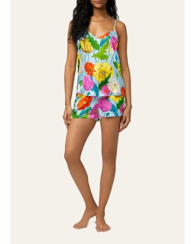 Trina Turk x Bedhead Pajamas Floral-print Satin Cami And Boxer Pajama Set - Multicolor