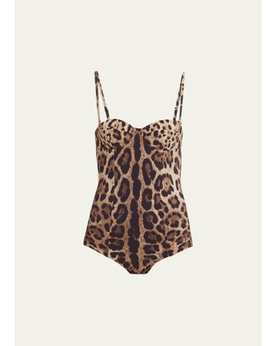 Dolce & Gabbana Leo Balconette One-piece Swimsuit - Natural