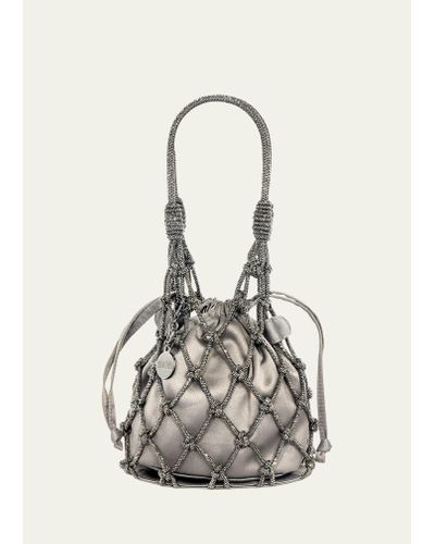 Judith Leiber Sparkle Crystal Net Top-handle Bag - White