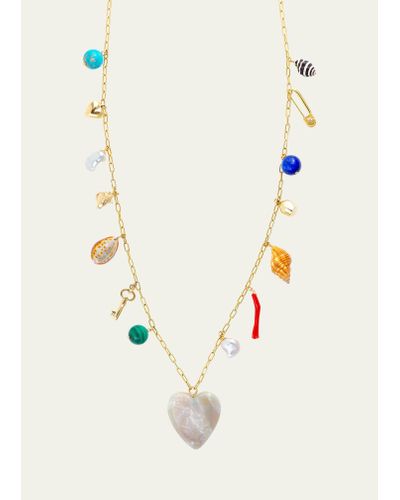 Haute Victoire Les Charmantes Opal Heart Charm Necklace - White