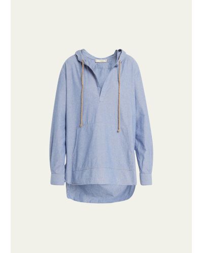 THE SALTING Chambray Hoodie Popover - Blue