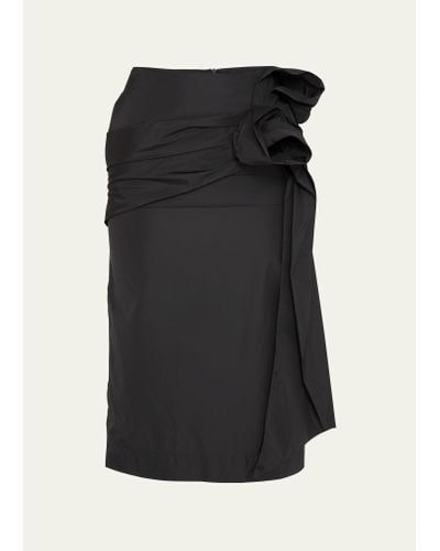 Simone Rocha Pressed Rose-applique Midi Pencil Skirt - Black
