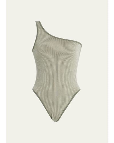 Nagnata Ryo Asymmetric Rib Bodysuit - Natural