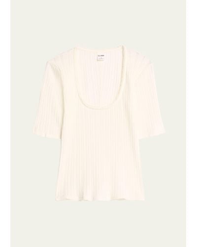 RE/DONE Pointelle Scoop-neck Tee - Natural