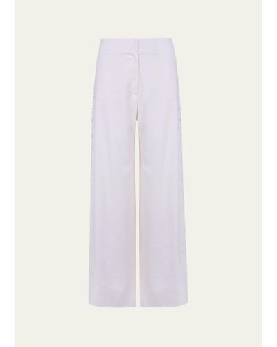 ViX Solid Bree Geometric Embroidered Pants - White