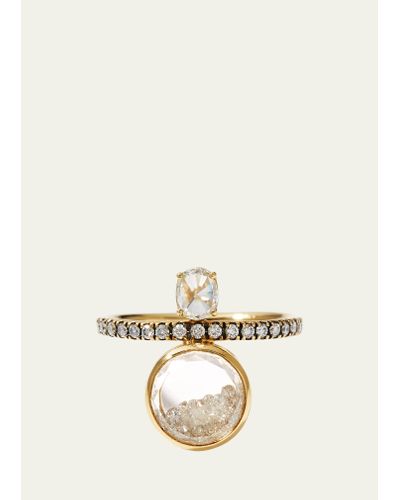 Moritz Glik Diamonds Set And Enclosed In Double White Sapphire Shaker Ring - Natural