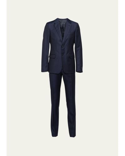 Prada Solid Wool-blend Suit - Blue