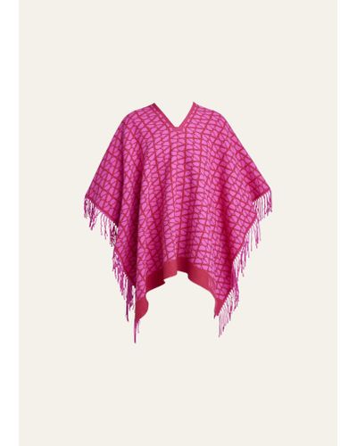 Valentino Garavani Toile Iconographe Cashmere-blend Poncho - Pink
