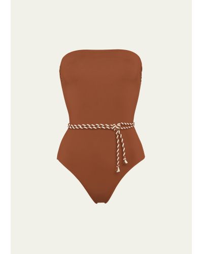 Eres Majorette Belted Strapless One-piece Swimsuit - Brown
