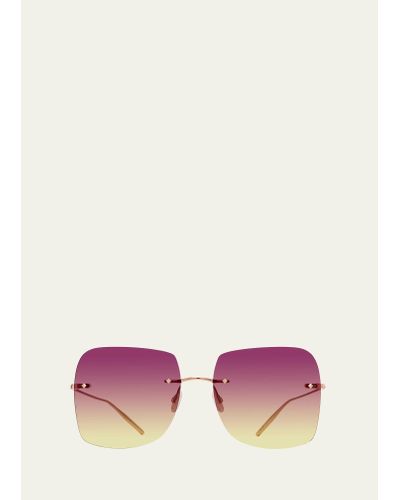 Barton Perreira Sharona Rimless Sun Kissed Titanium Square Sunglasses - Pink