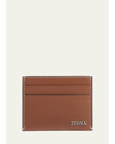 Zegna Leather Card Case - Brown