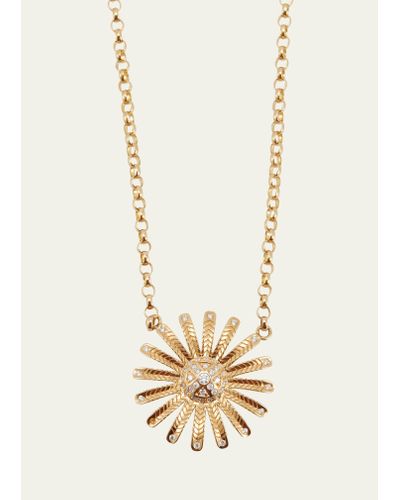 Harwell Godfrey Mini Sunflower Necklace With Diamond Center - Natural