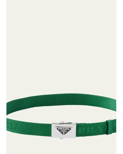 Prada Triangle Logo Nylon Belt - Green