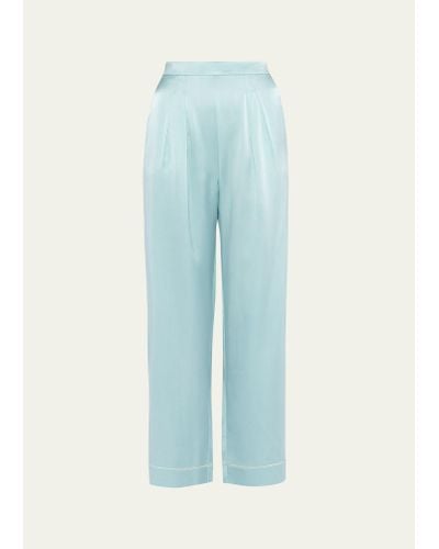 Eres Mondain Pleated Silk Pajama Pants - Blue