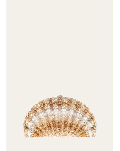Judith Leiber Origami Fan Scallop Crystal Clutch Bag - Natural