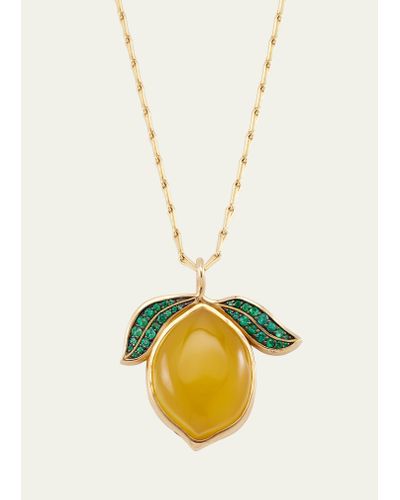 Brent Neale Yellow Opal And Green Emerald Lemon Pendant Necklace - Metallic