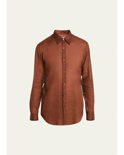 Dries Van Noten Lightweight Cotton Voile Dress Shirt - Brown
