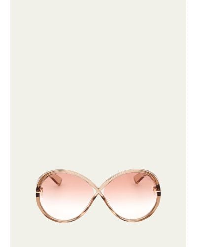 Tom Ford Edie Acetate Round Sunglasses - Natural