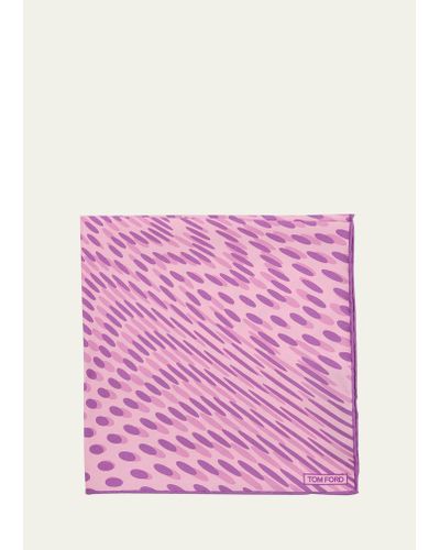 Tom Ford Printed Silk Pocket Square - Pink