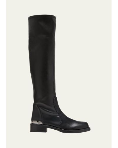 Stuart Weitzman Mercer Bold Leather Knee Boots - Black
