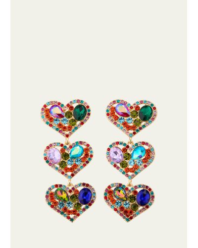 Natasha Accessories Limited Tiered Crystal Heart Drop Earrings - White