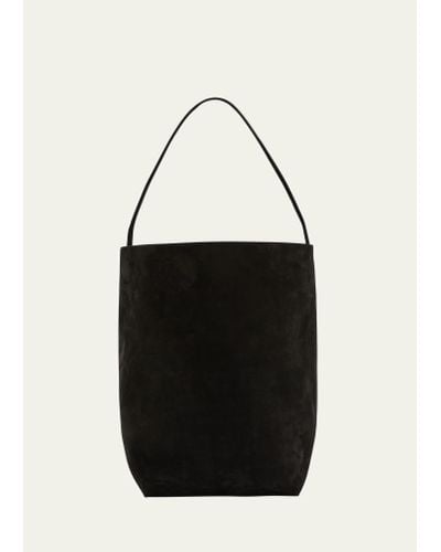 The Row Park Large North-south Tote Bag In Nubuck Leather - Black