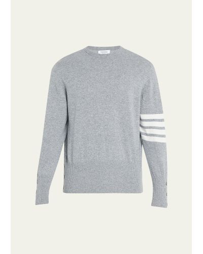 Thom Browne Striped-sleeve Cashmere Sweater - Gray