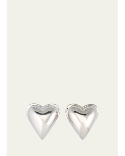 Alaïa Metallic Bombe Heart Earrings - Natural