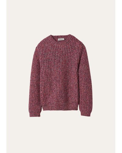 Miu Miu Oversized Ribbed Wool Cashmere Sweater - Purple