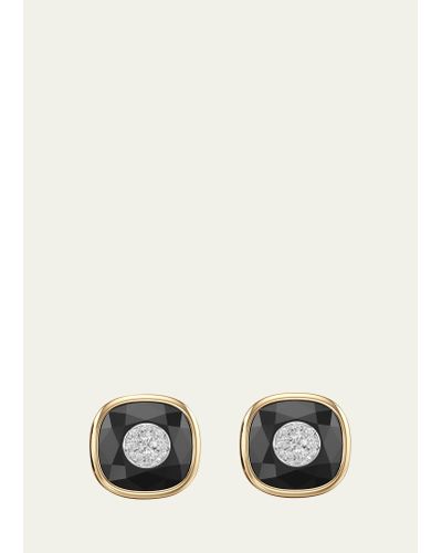 Bhansali One Collection 10mm Cushion Earrings With Yellow Gold Bezel - Multicolor