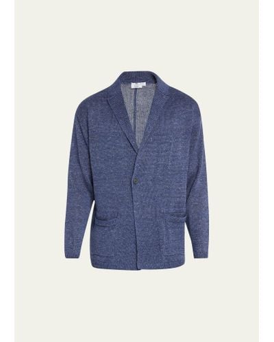 Inis Meáin Wool-cashmere Cardigan Sweater - Blue