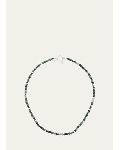 Jan Leslie Emerald Beaded Necklace With Sterling Silver Spacers - Metallic