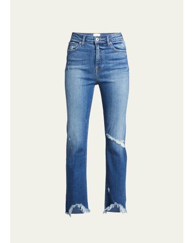 Jonathan Simkhai River High-rise Straight Jeans W/ Destroy - Blue