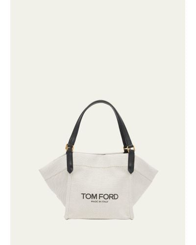 Tom Ford Amalfi Small Logo Canvas Tote Bag - Natural