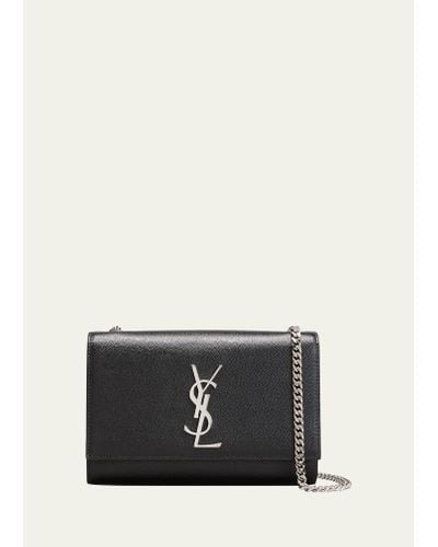 Saint Laurent Kate Small Ysl Crossbody Bag In Grained Leather - Black
