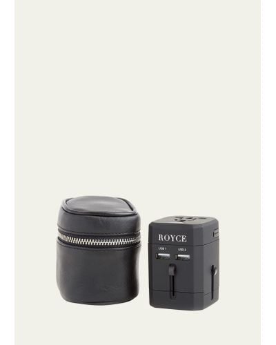 ROYCE New York Personalized Adapter & Leather Case Set - Gray