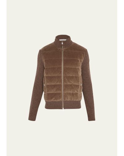 Moncler Marled Down Knit Sweater - Brown