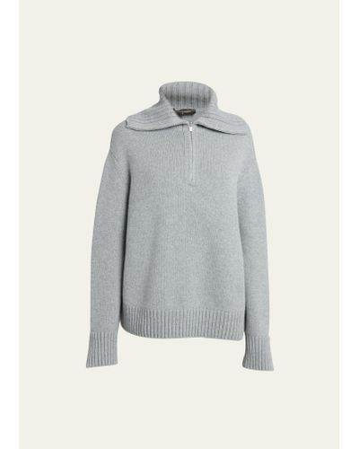 Loro Piana Parksville Cashmere Quarter-zip Sweater - Gray
