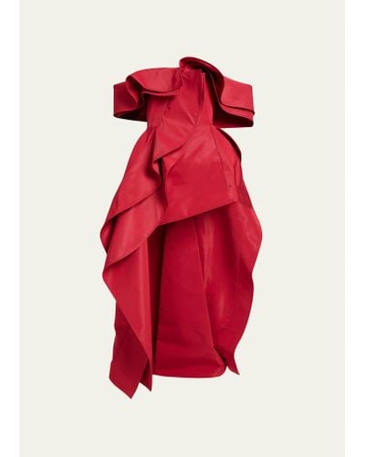 Alexander McQueen Off-shoulder Ruffled Evening Dress - Red