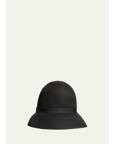Sofiacashmere Wool-blend Felt Cloche Hat - Black